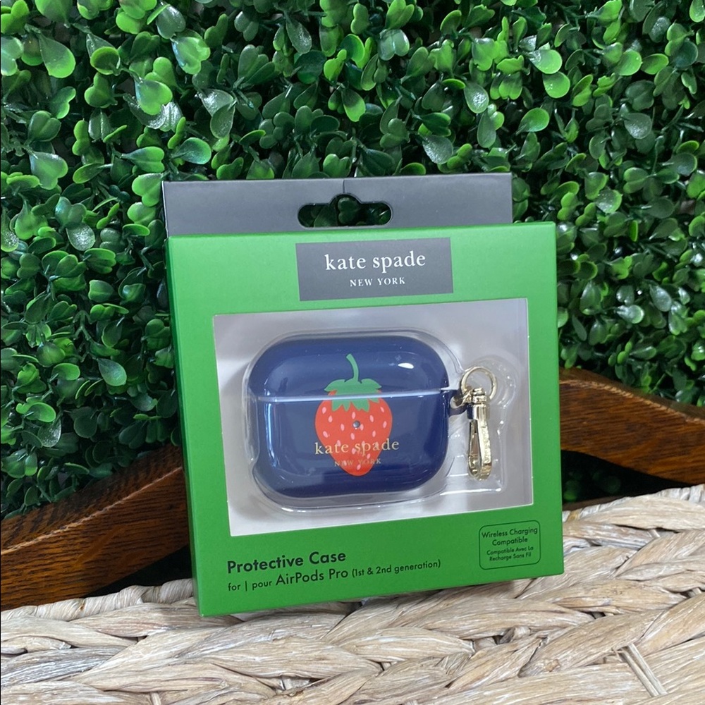 Kate Spade X Target Blue AirPods Pro Case with Strawberry Design